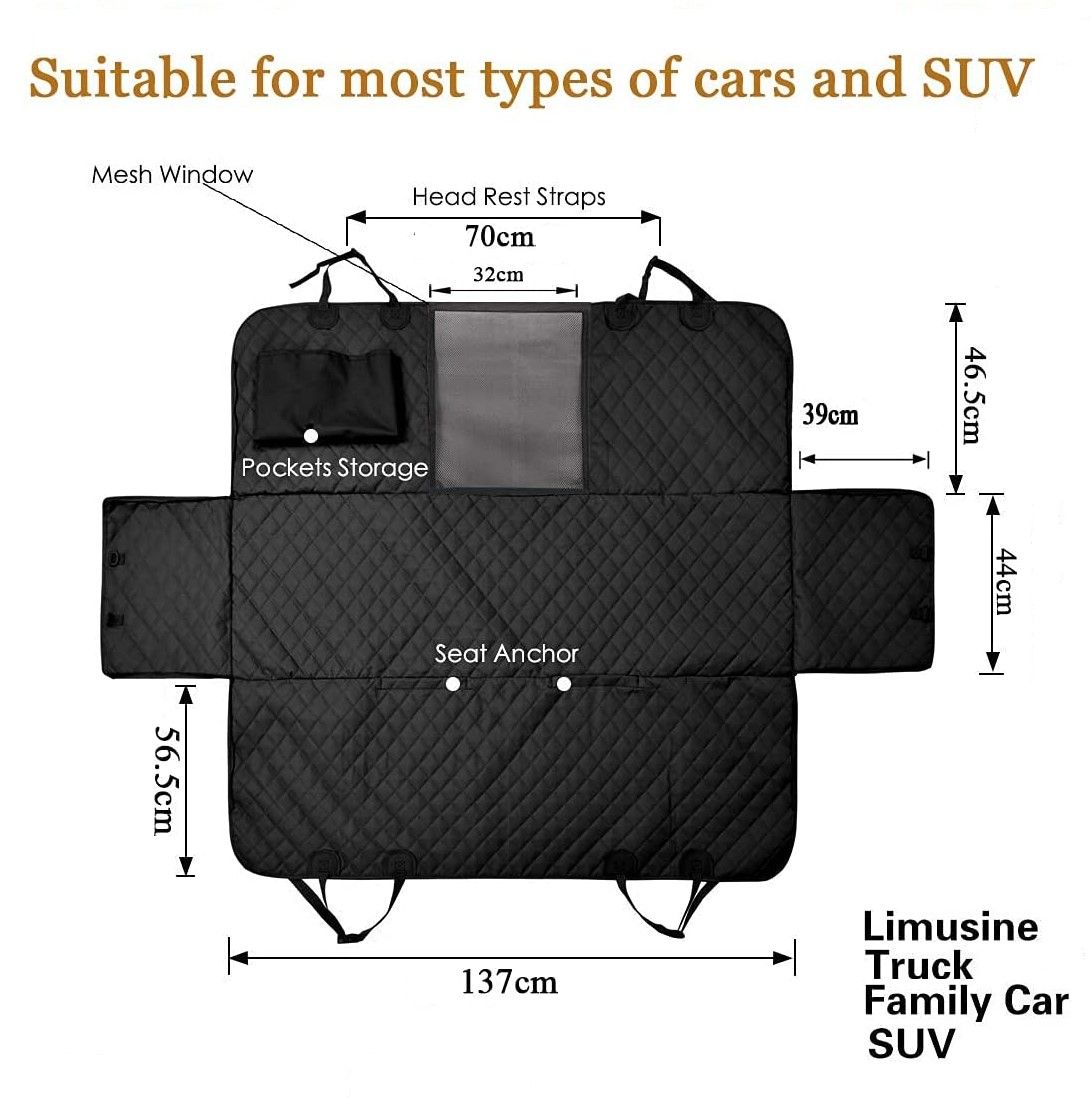 Premium Waterproof Dog Car Seat Cover with Mesh Window 137x147cm
