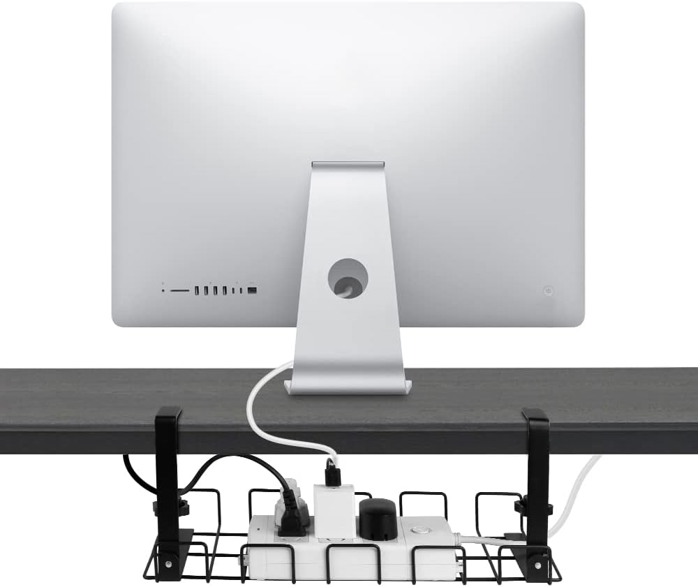 Premium Black 2 Pack Under Desk Cable Management Tray