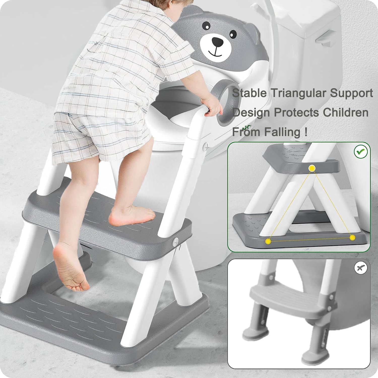 Potty Training Seat Ladder, Kids Boys Girls, Grey - SuperSaverAU - view 2