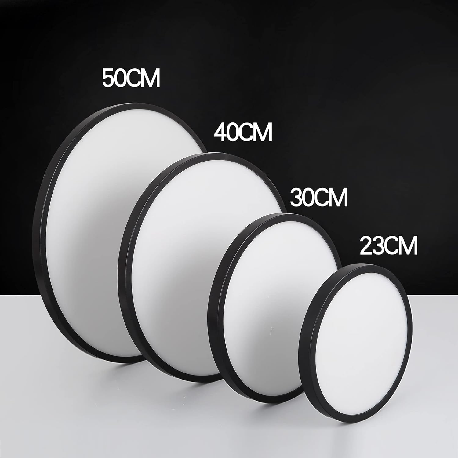 Premium LED Ceiling Light Fixture - Black, 24W 4500K