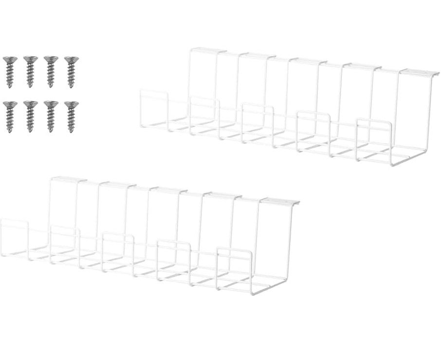 Premium White 2 Pack Under Desk Cable Management Tray