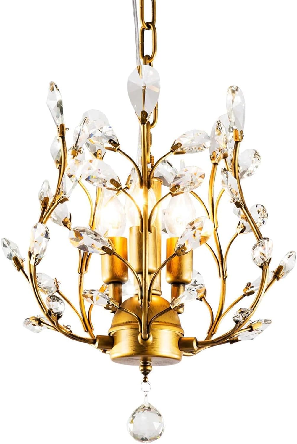 Crystal Chandelier Vintage, 3 Lights, Gold - SuperSaverAU - view 1