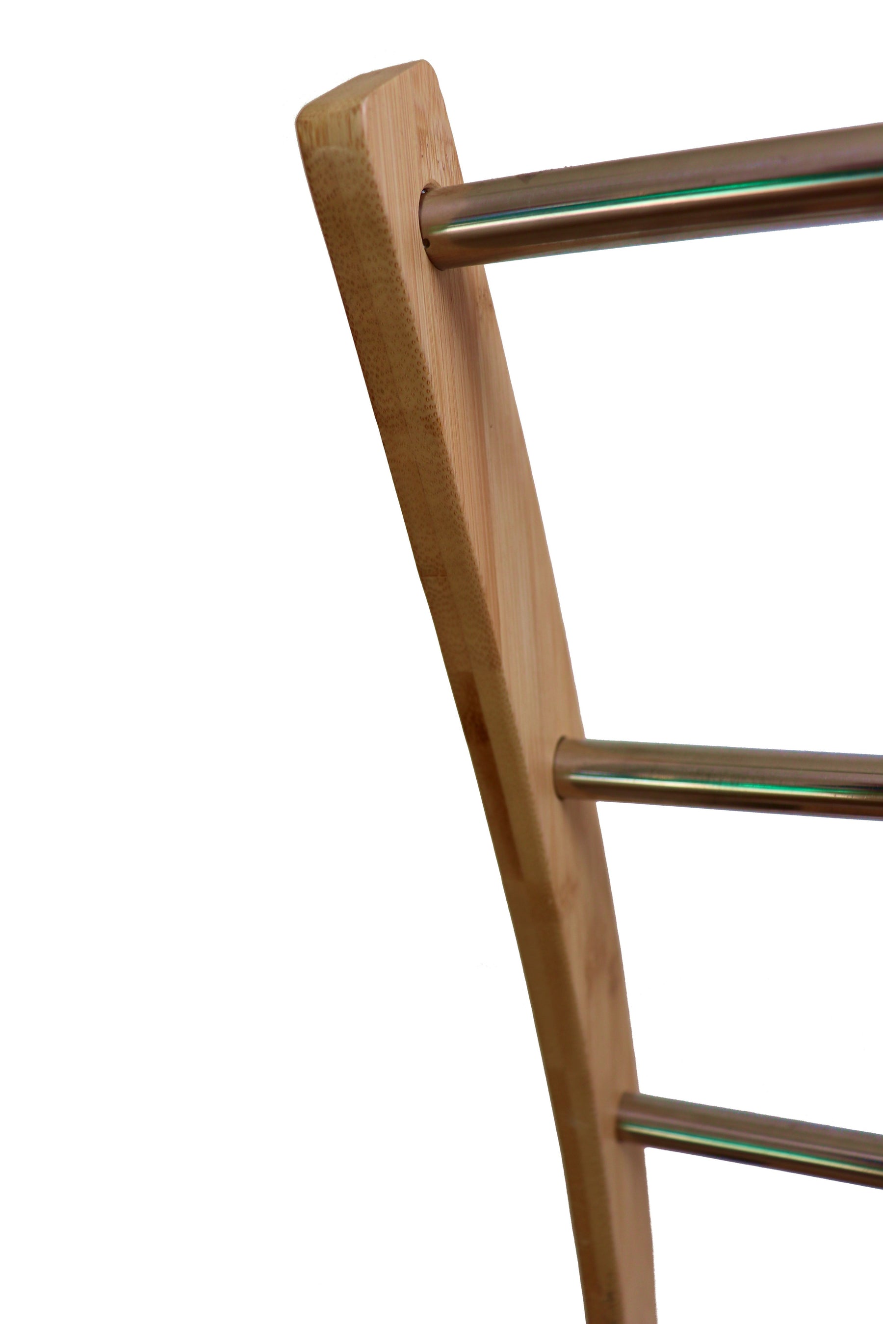 Bamboo Towel Bar Metal Holder Rack 3-Tier Freestanding 85H x 35W x 57L cm - SuperSaverAU - view 2