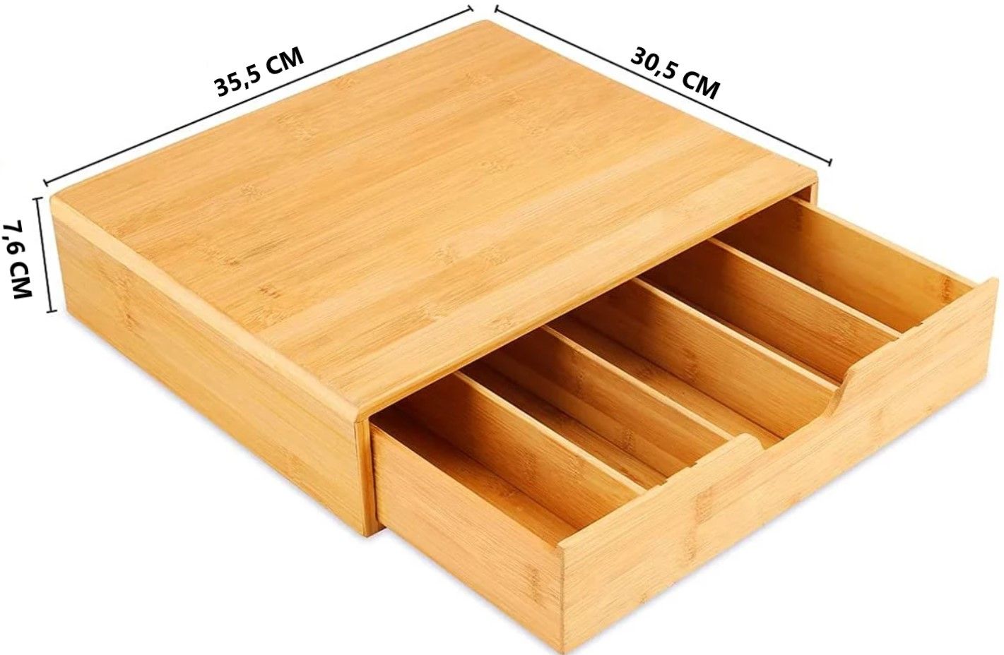 Bamboo K-Cup Holder 35.5x30.5x7.6cm with Adjustable Drawer & 4 Dividers - SuperSaverAU - view 8