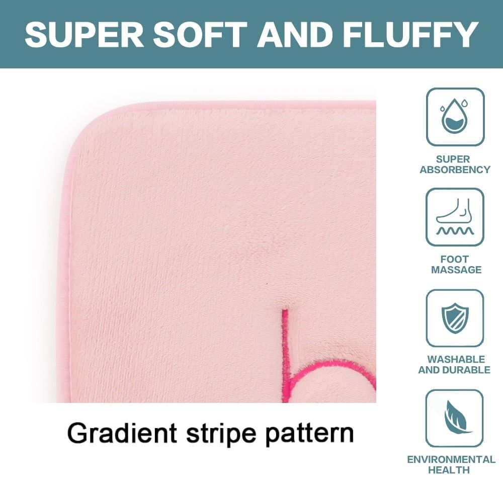 Extra Thick Memory Foam Bath Rug Mat, 60 x 40 cm, Pink, Ultra Absorbent Velvet - SuperSaverAU - view 4