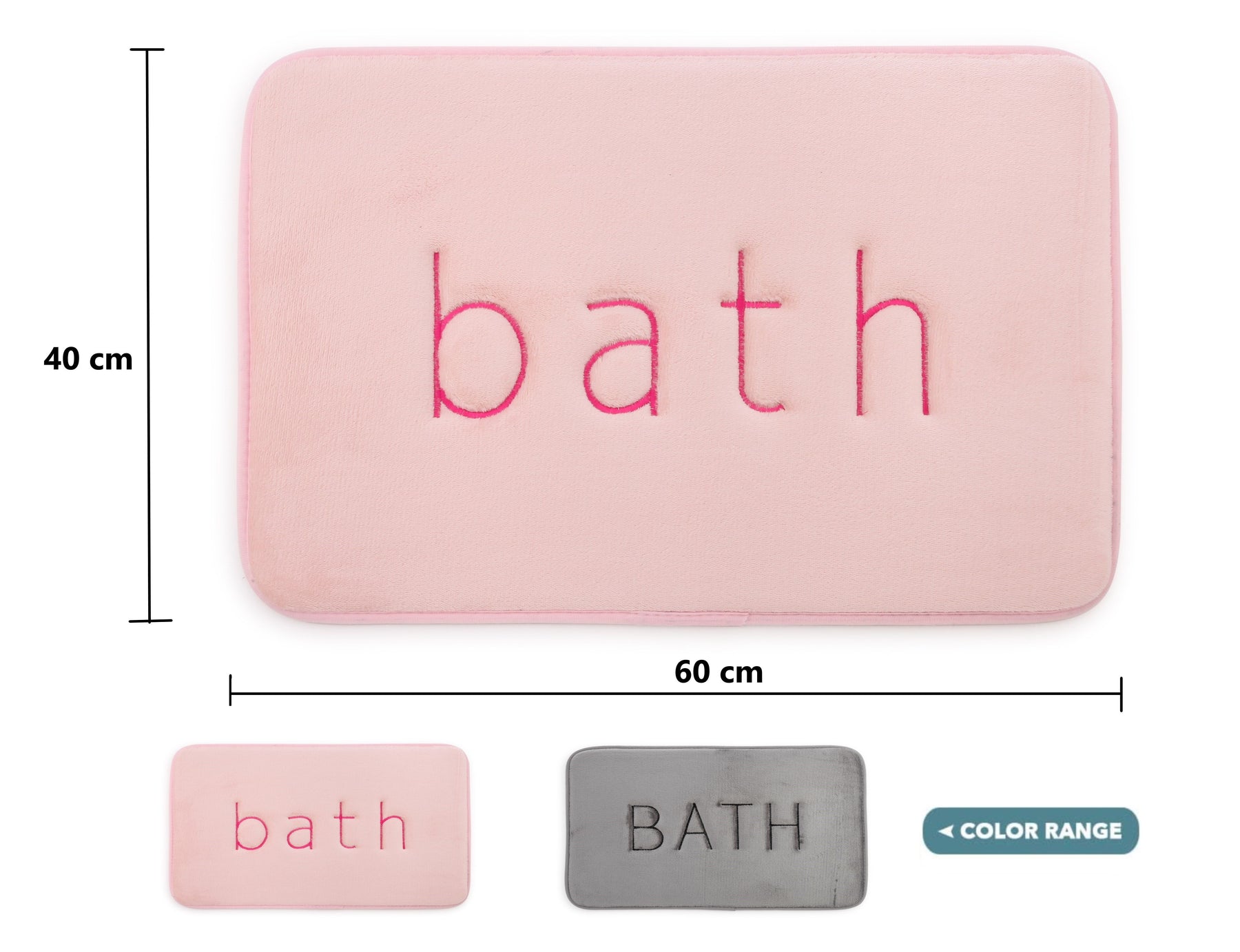 Extra Thick Memory Foam Bath Rug Mat, 60 x 40 cm, Pink, Ultra Absorbent Velvet - SuperSaverAU - view 7