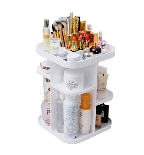 360 Rotating Large Capacity Makeup Organizer for Bedroom and Bathroom (White) - SuperSaverAU - view 1