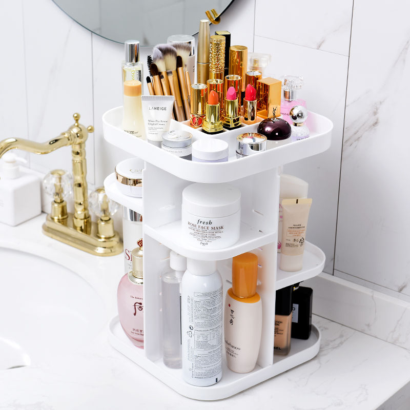 360 Rotating Large Capacity Makeup Organizer for Bedroom and Bathroom (White) - SuperSaverAU - view 2