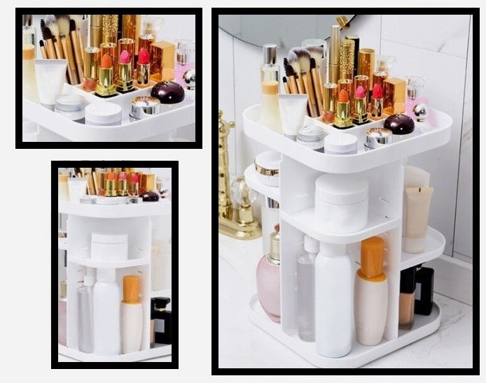 360 Rotating Large Capacity Makeup Organizer for Bedroom and Bathroom (White) - SuperSaverAU - view 4