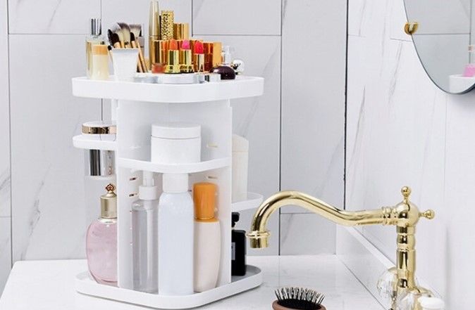 360 Rotating Large Capacity Makeup Organizer for Bedroom and Bathroom (White) - SuperSaverAU - view 5