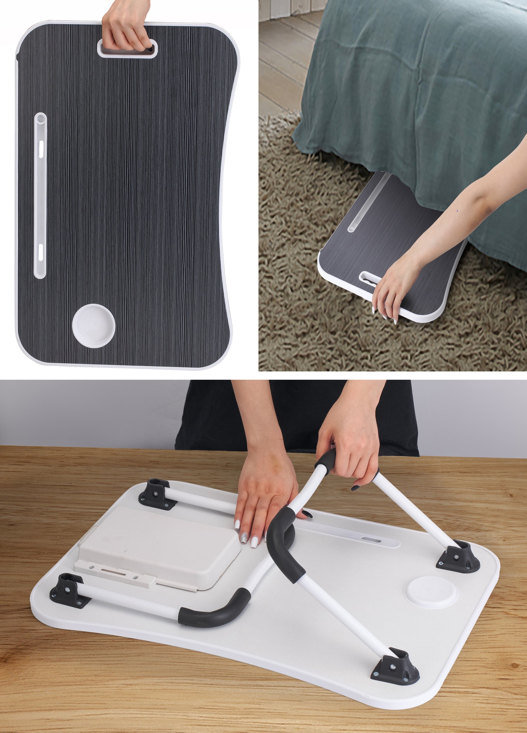 Premium Foldable Laptop Bed Desk with Storage 60x40x26cm
