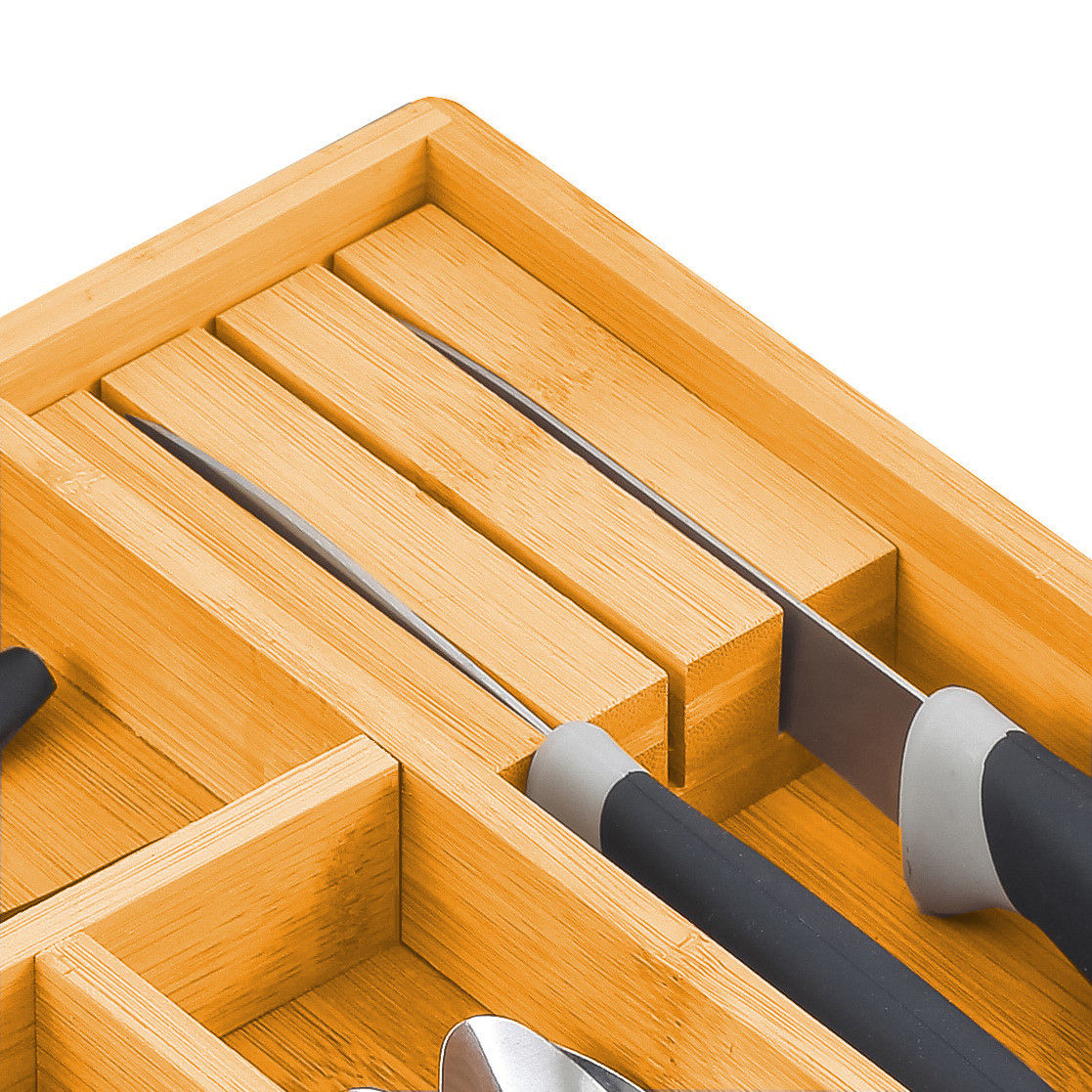 Bamboo Expandable Drawer Organizer 2 Pack, 35x25x12 cm, Knife Block Holder - SuperSaverAU - view 7