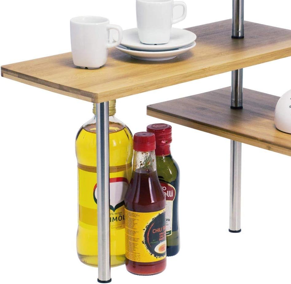 CARLA HOME 3 Tier Corner Shelf 68x38x18 cm, Bamboo Spice Rack with Hooks - SuperSaverAU - view 6