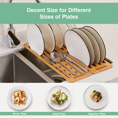 CARLA HOME Foldable Bamboo Dish Drying Rack, 44.5 x 1 x 27 cm, Eco-Friendly - SuperSaverAU - view 1
