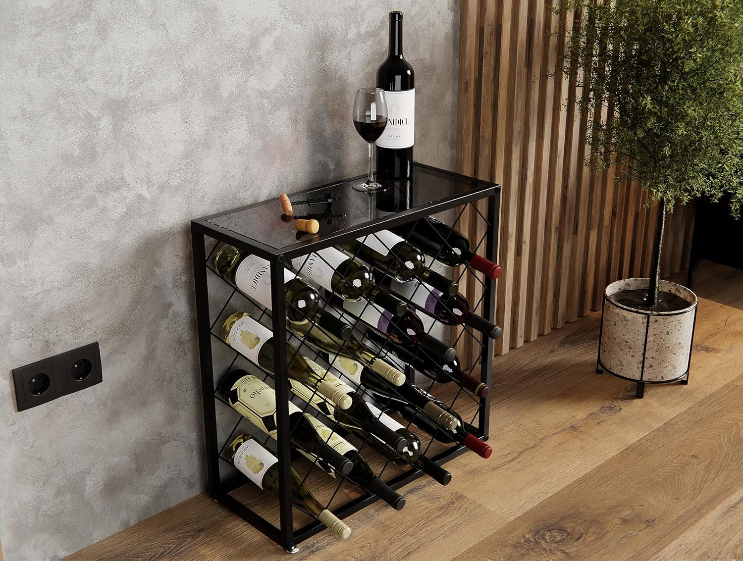 Freestanding Metal Wine Rack for 25 Bottles - Modern Design - SuperSaverAU - view 3