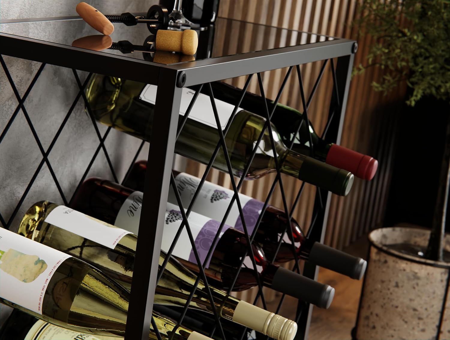 Freestanding Metal Wine Rack for 25 Bottles - Modern Design - SuperSaverAU - view 4