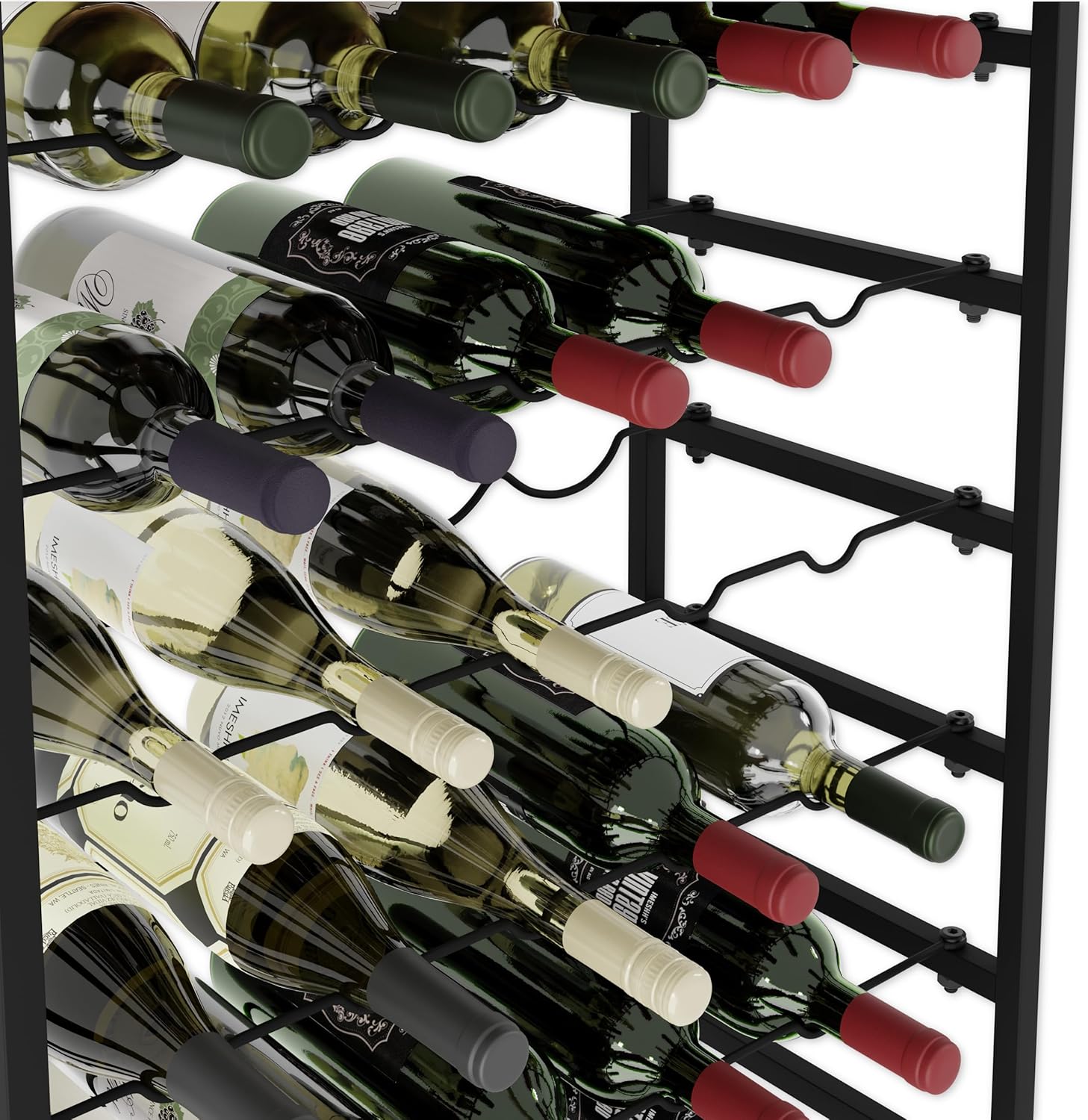 CARLA HOME 6 Tier Freestanding Wine Rack 30 Bottle with Wood Countertop