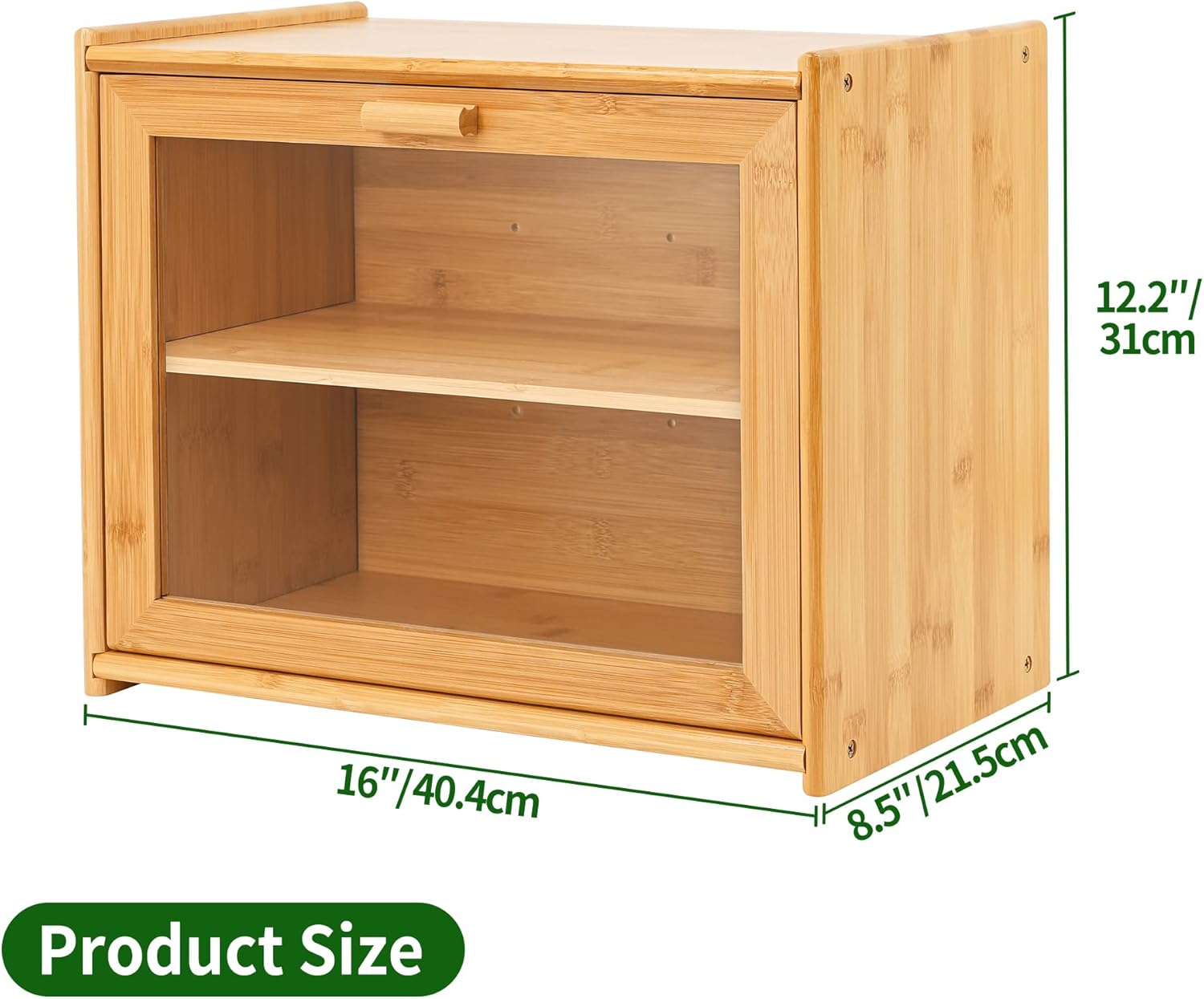 Premium Double Layer Bamboo Bread Box with Transparent Window