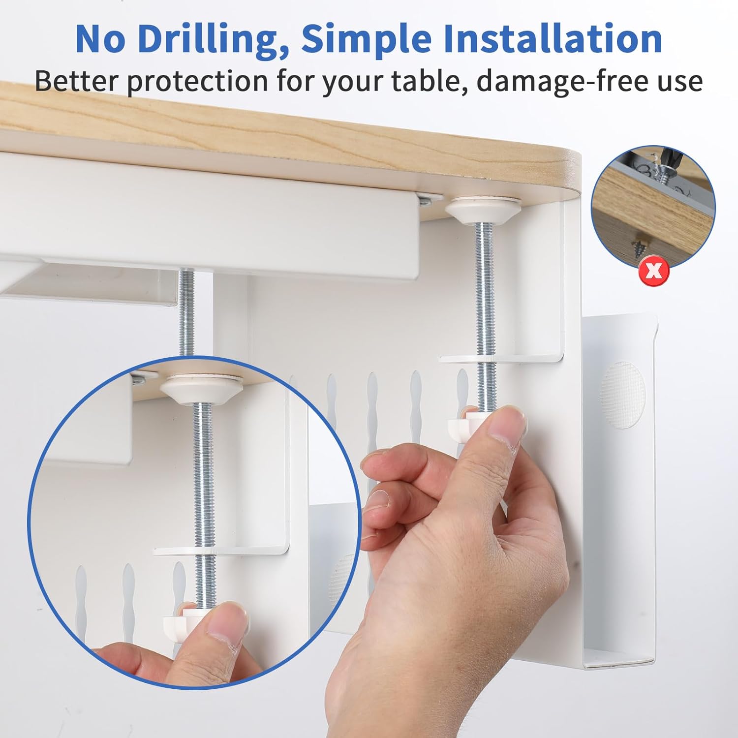 Premium Under Desk Laptop Holder with Cable Tray & Pen Storage