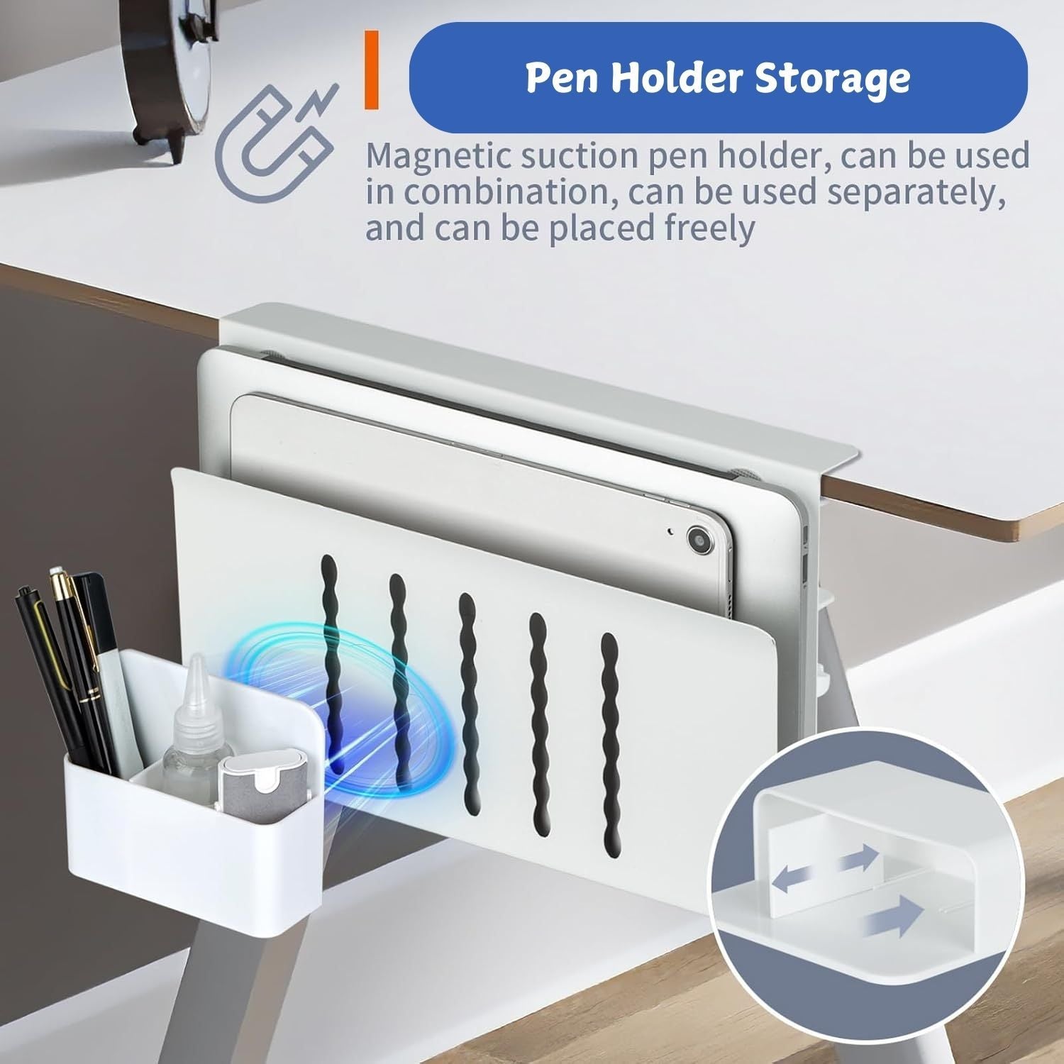 Premium Under Desk Laptop Holder with Cable Tray & Pen Storage