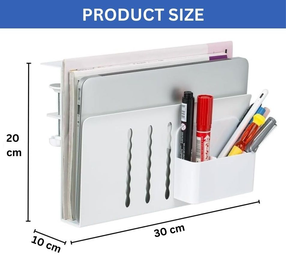 Premium Under Desk Laptop Holder with Cable Tray & Pen Storage