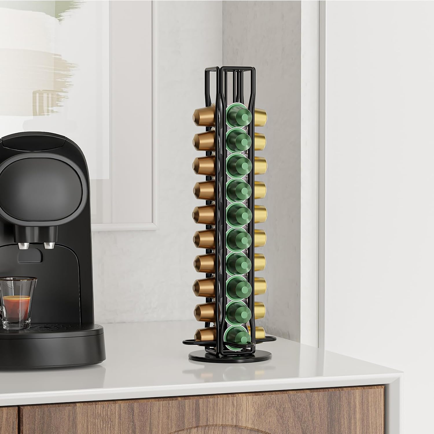 Premium 40 Pod Rotating Coffee Capsule Holder for Nespresso Pods