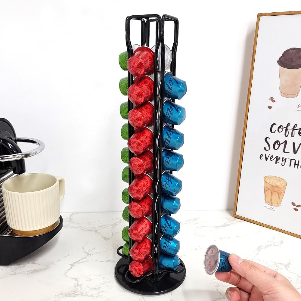 Premium 40 Pod Rotating Coffee Capsule Holder for Nespresso Pods