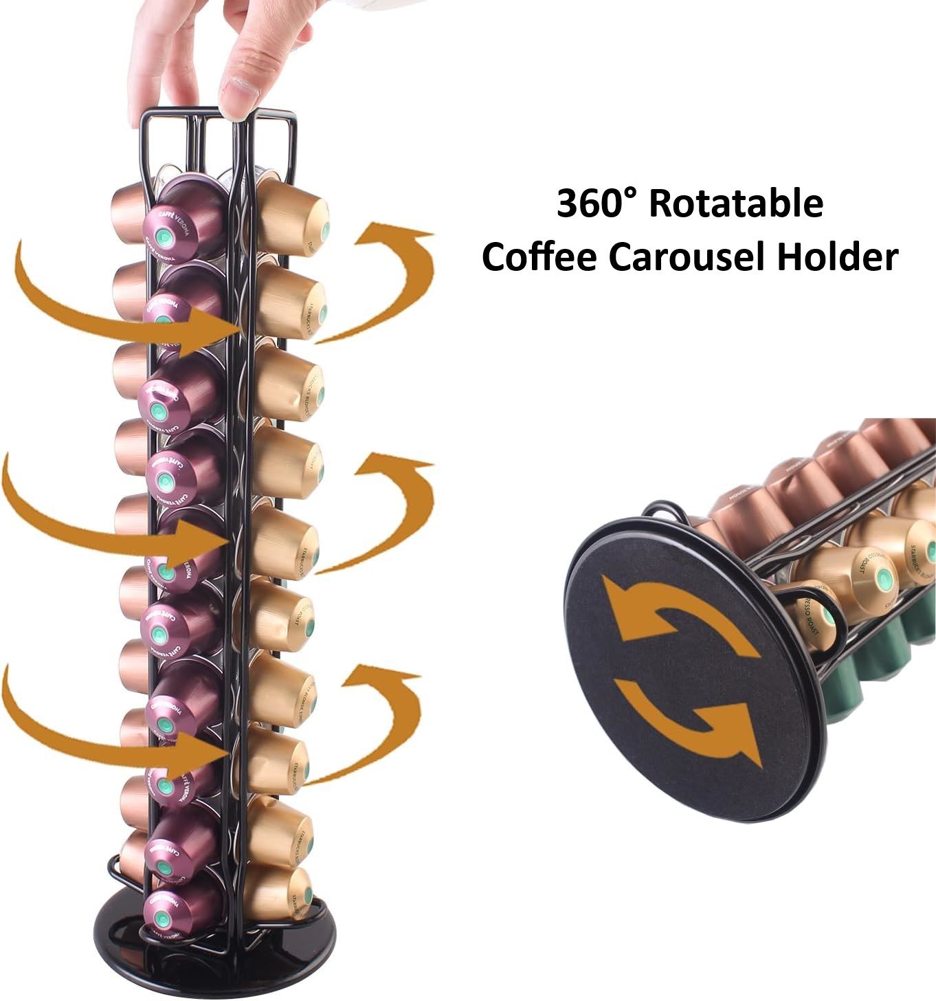 Premium 40 Pod Rotating Coffee Capsule Holder for Nespresso Pods