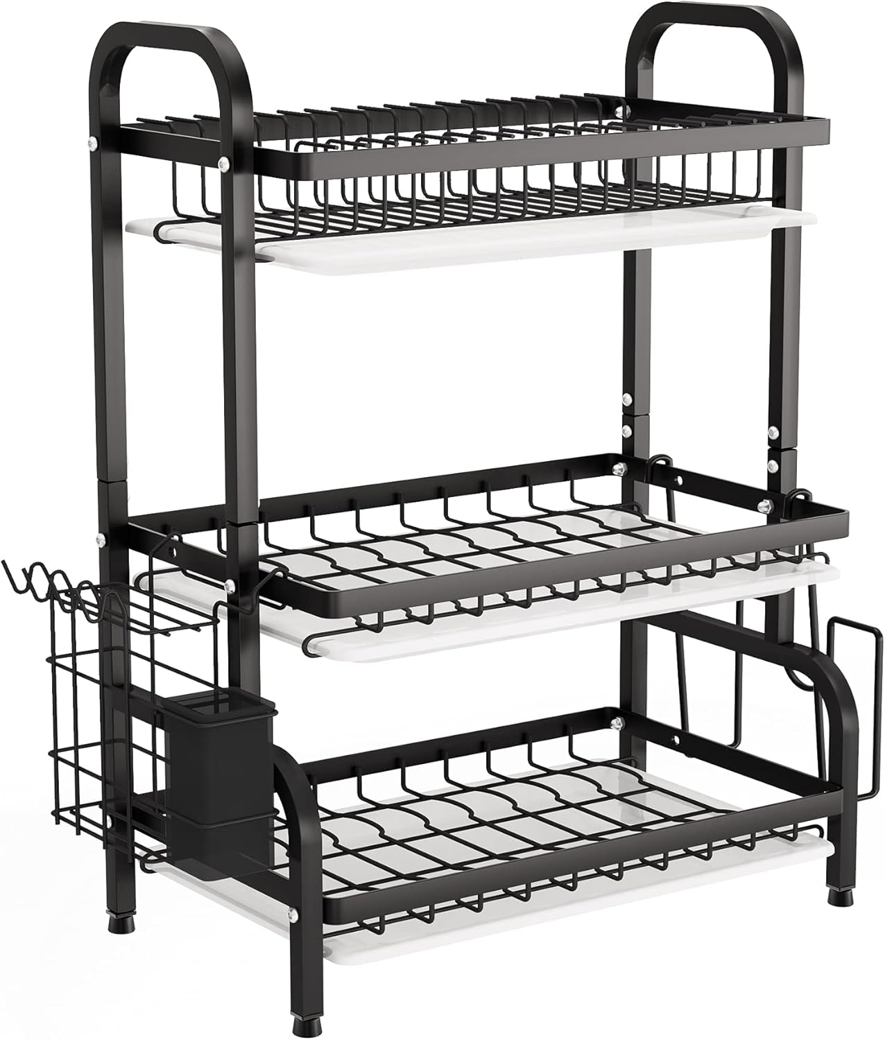 Premium 3-Tier Dish Drying Rack with Utensil & Cutting Board Holder