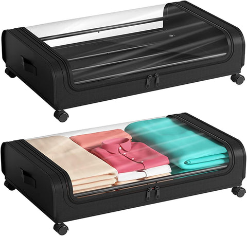 CARLA HOME Under Bed Rolling Storage Containers with Wheels - 50L, 2 Pack