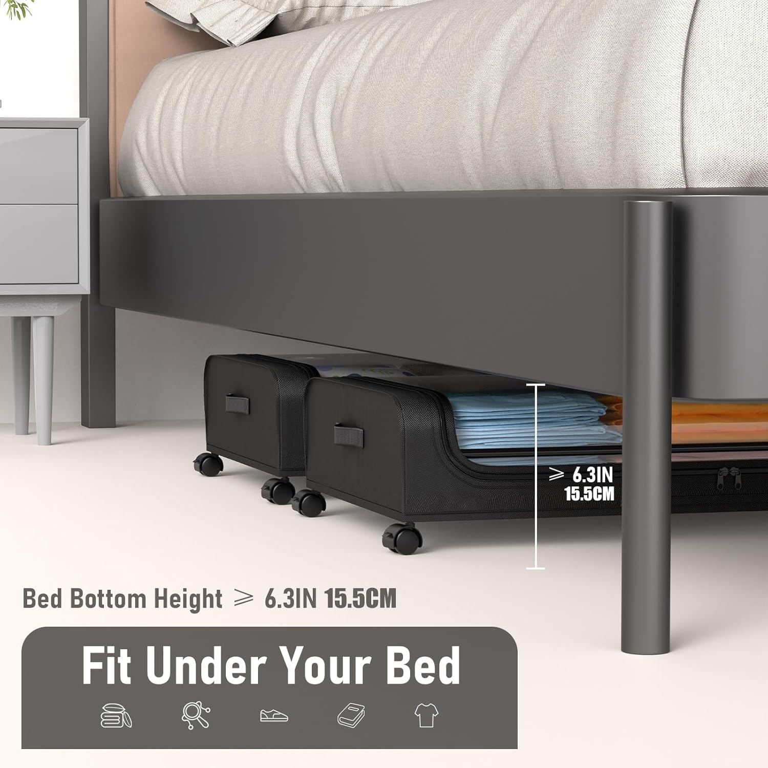 CARLA HOME Under Bed Rolling Storage Containers with Wheels - 50L, 2 Pack