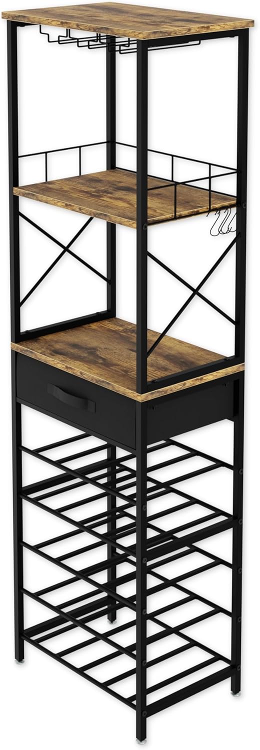 CARLA HOME Freestanding Wine Rack for 20 Bottles with Wood Top - SuperSaverAU - view 4