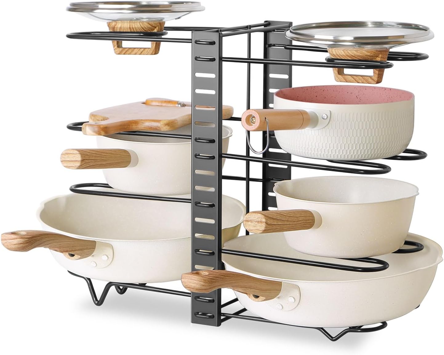 CARLA HOME 8-Tier Adjustable Pot Organizer Rack 20x38x48 cm for Kitchen Cabinet - SuperSaverAU - view 1