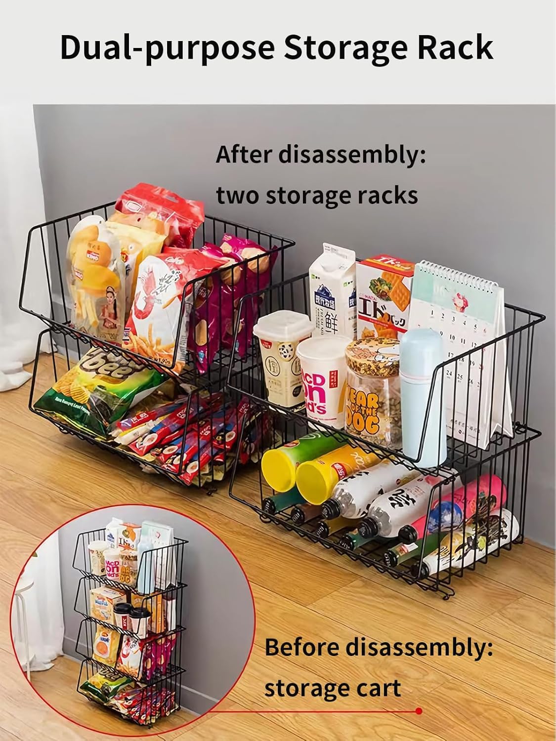 CARLA HOME 5-Tier Rolling Vegetable and Fruit Basket Cart, 29 x 41 x 94.5 cm - SuperSaverAU - view 4