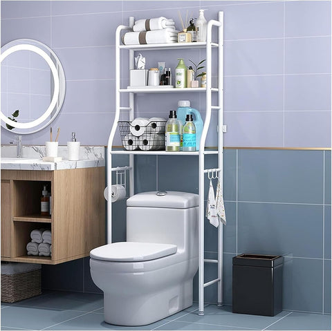 CARLA HOME 3-Tier Over The Toilet Storage Rack 23x155x47 cm with Hooks & Paper Holder - SuperSaverAU - view 1