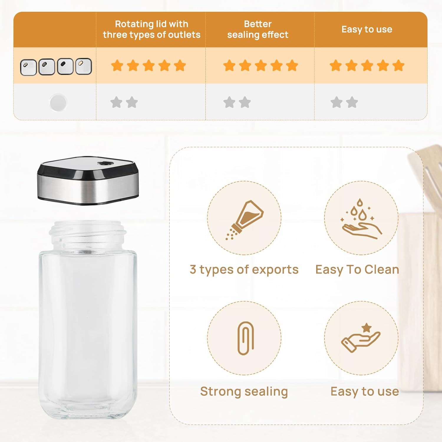 CARLA HOME 360° Rotating Spice Rack Organizer with 20 Glass Jars, 25x20x20 cm - SuperSaverAU - view 3