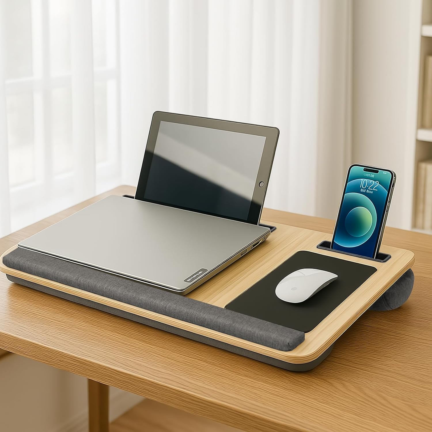 CARLA HOME Oversized Portable Lap Desk with Cushion, Mouse Pad, Tablet Holder, 34x55 cm - SuperSaverAU - view 3