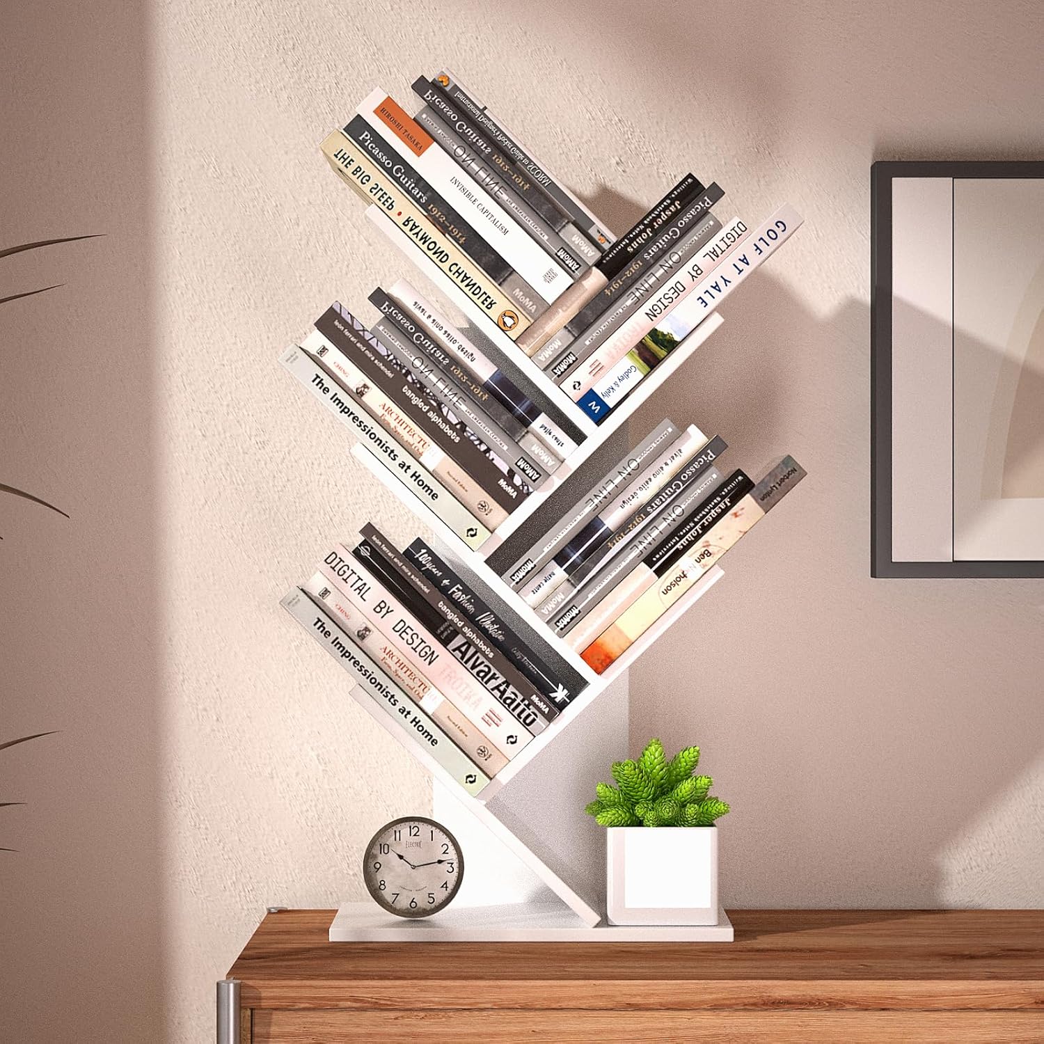 CARLA HOME 5-Tier Tree Bookshelf Storage Rack for Home Office (White) - SuperSaverAU - view 5