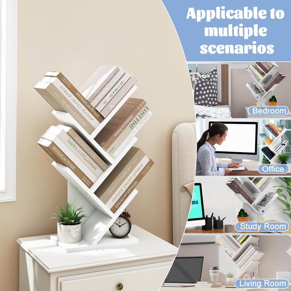 CARLA HOME 5-Tier Tree Bookshelf Storage Rack for Home Office (White) - SuperSaverAU - view 7