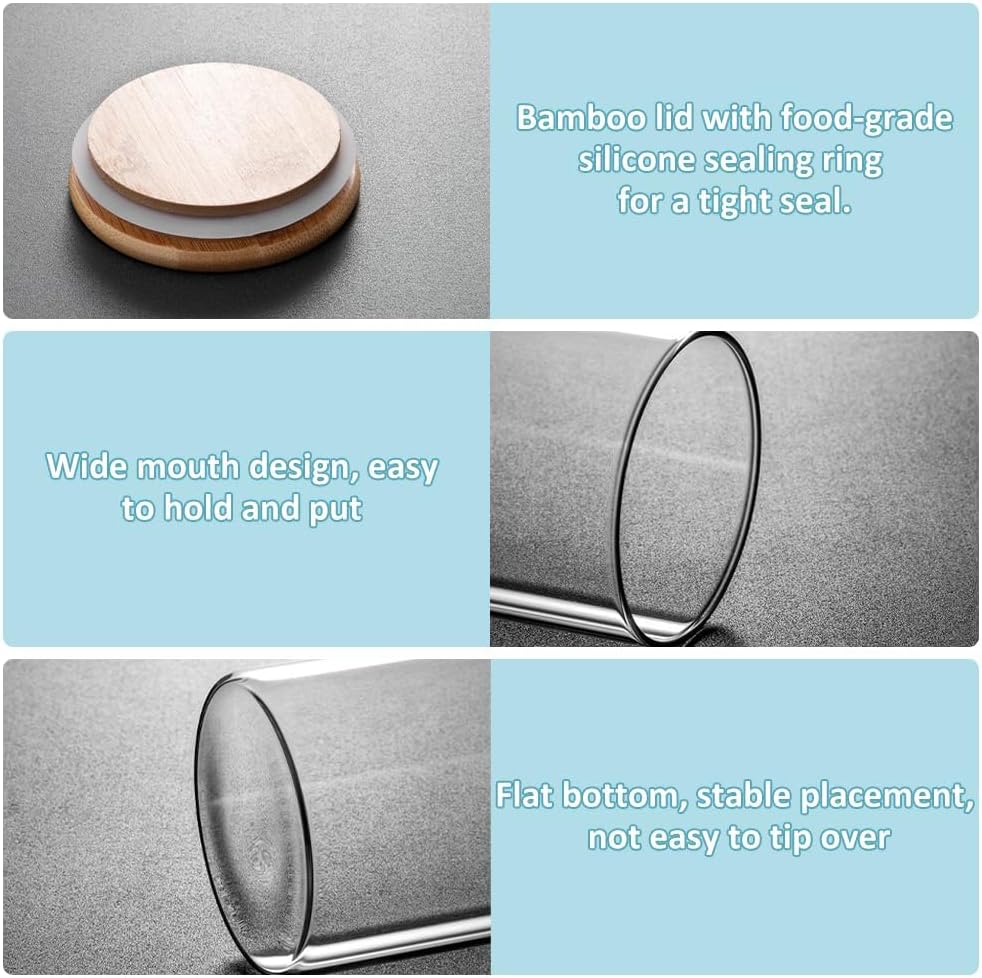 CARLA HOME 6 Pack Glass Storage Jars with Bamboo Lids, Airtight, Multi-Size - SuperSaverAU - view 10