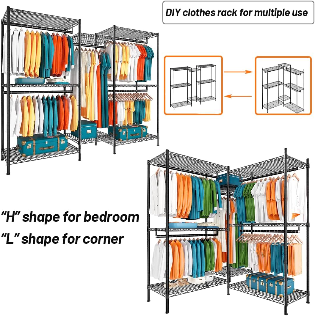 CARLA HOME Heavy Duty Garment Rack – 44 x 188 x 189cm with Rods & Shelves