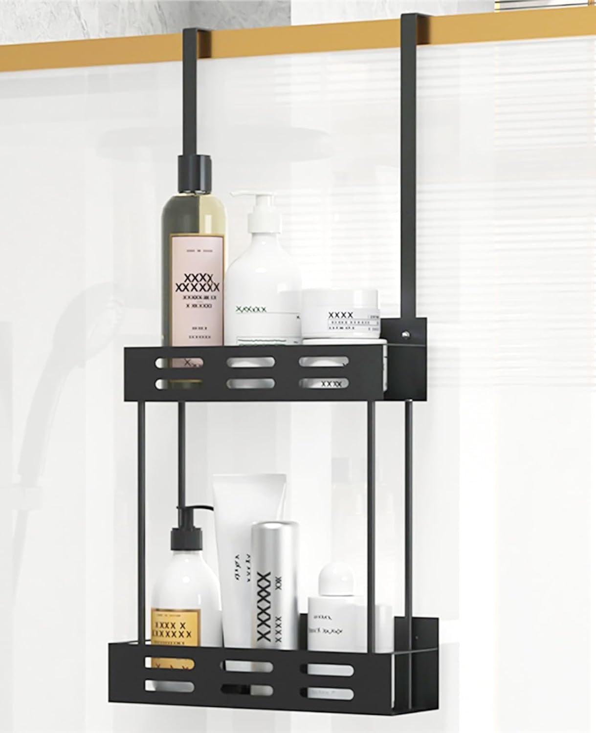 CARLA HOME 2-tier Over the Door Shower Caddy Organizer 62 x 30 x 5 cm with Hooks - SuperSaverAU - view 1