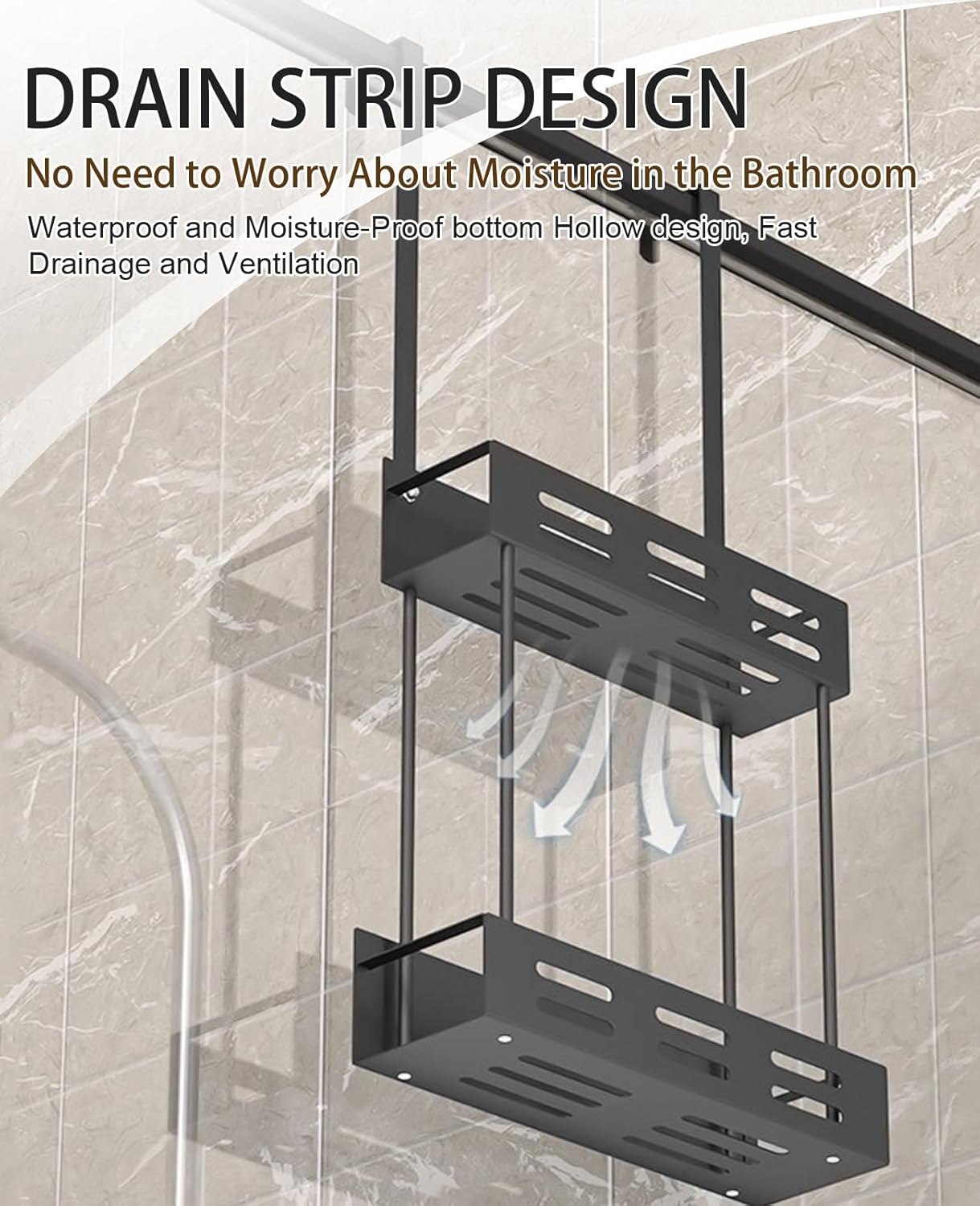 CARLA HOME 2-tier Over the Door Shower Caddy Organizer 62 x 30 x 5 cm with Hooks - SuperSaverAU - view 5