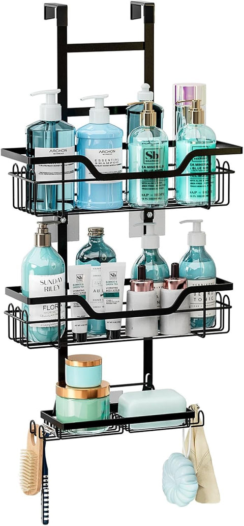 CARLA HOME 3-Tier Over the Door Shower Caddy Organizer 62 x 30 x 12 cm, Rustproof - SuperSaverAU - view 1