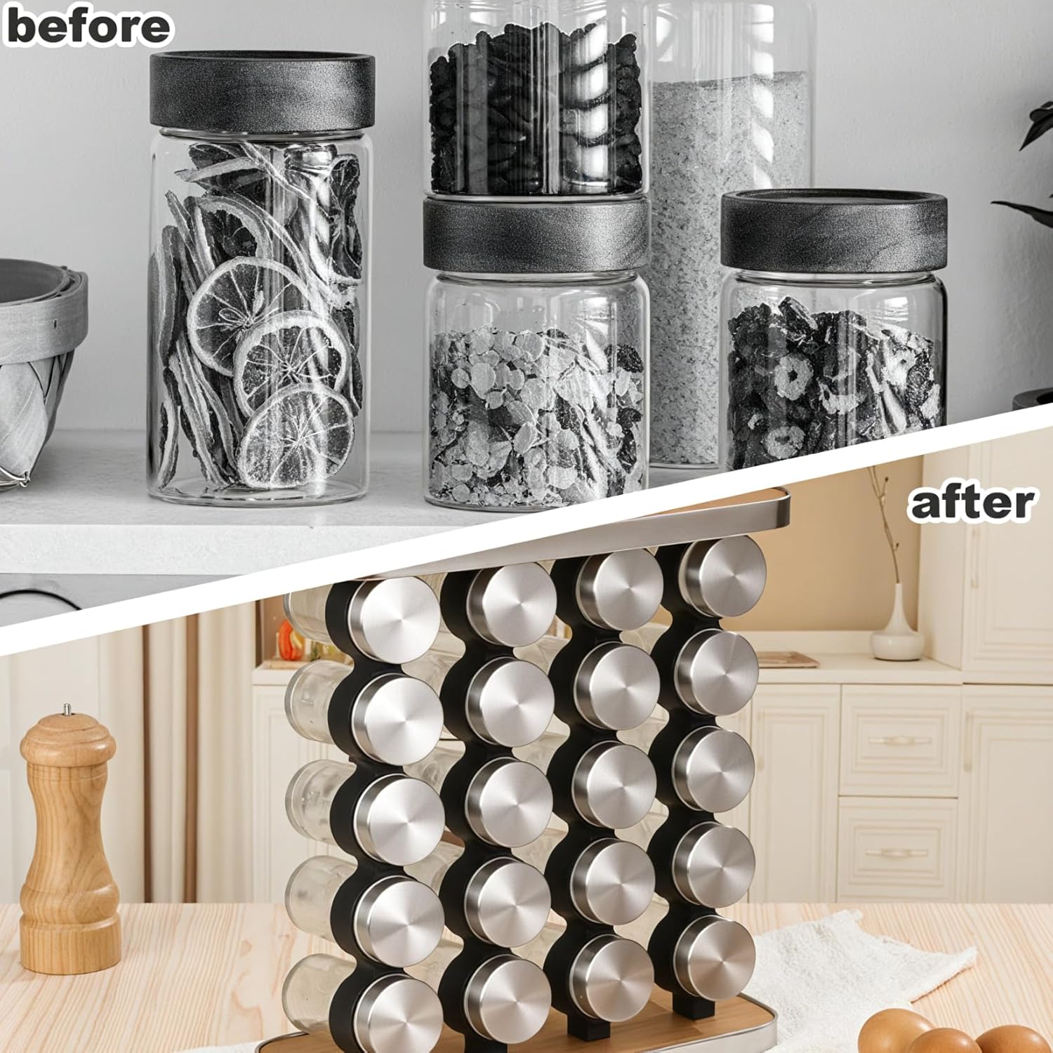 CARLA HOME 20-Jar Spice Rack Organizer, 29x28x10 cm, Space-Saving Design - SuperSaverAU - view 6