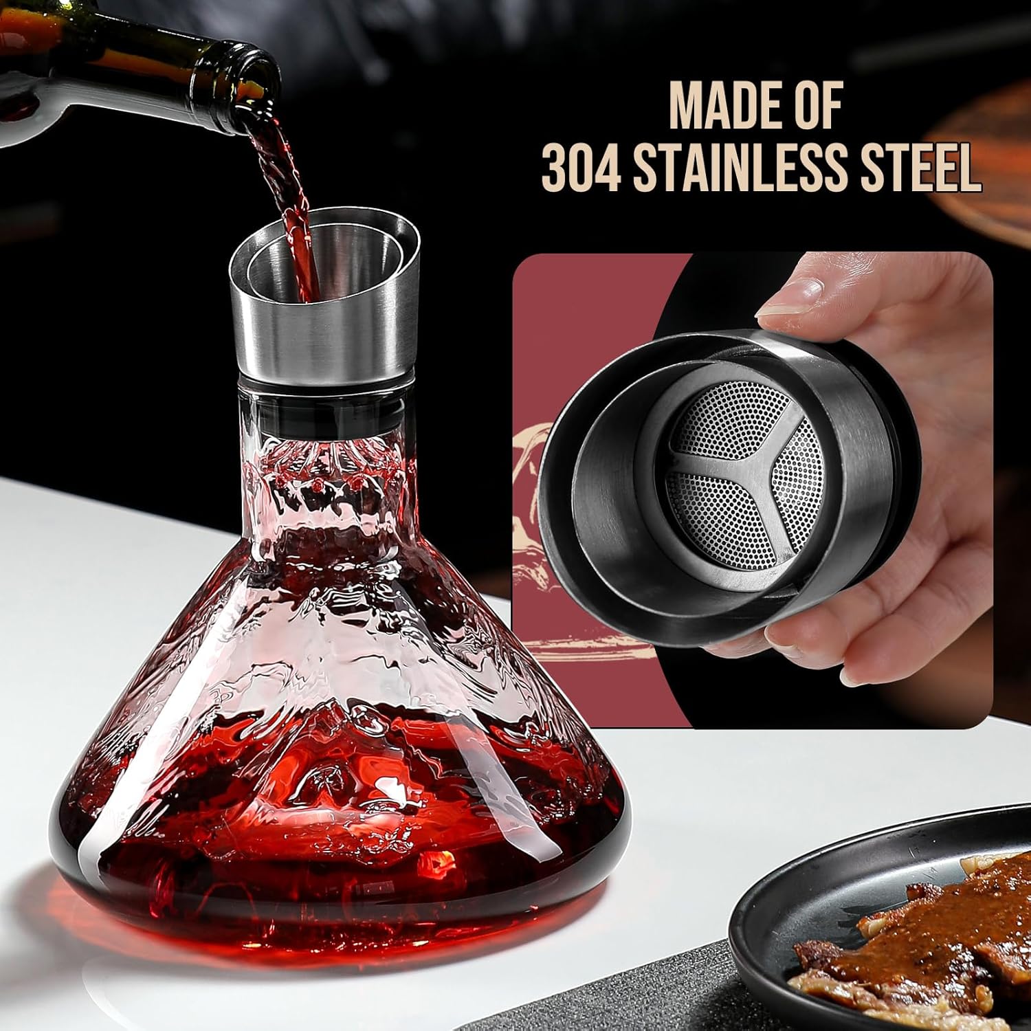 CARLA HOME Iceberg Wine Decanter with Aerator Filter and Lid - SuperSaverAU - view 6