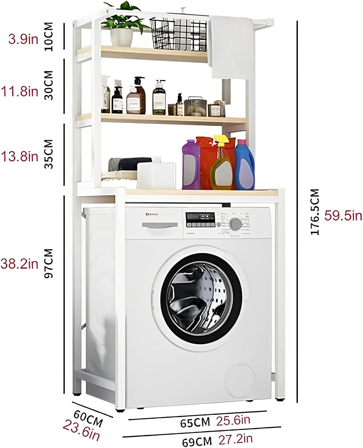 CARLA HOME 3-Tier Over Washing Machine Storage Rack – White