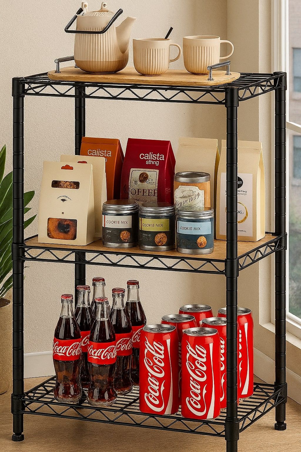 CARLA HOME 3-Tier Adjustable Metal Storage Shelves – 60 x 35 x 103cm