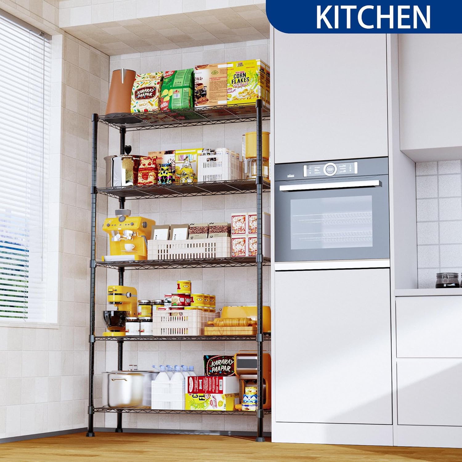 CARLA HOME 5-Tier Adjustable Metal Storage Shelves – 60 x 40 x 176cm