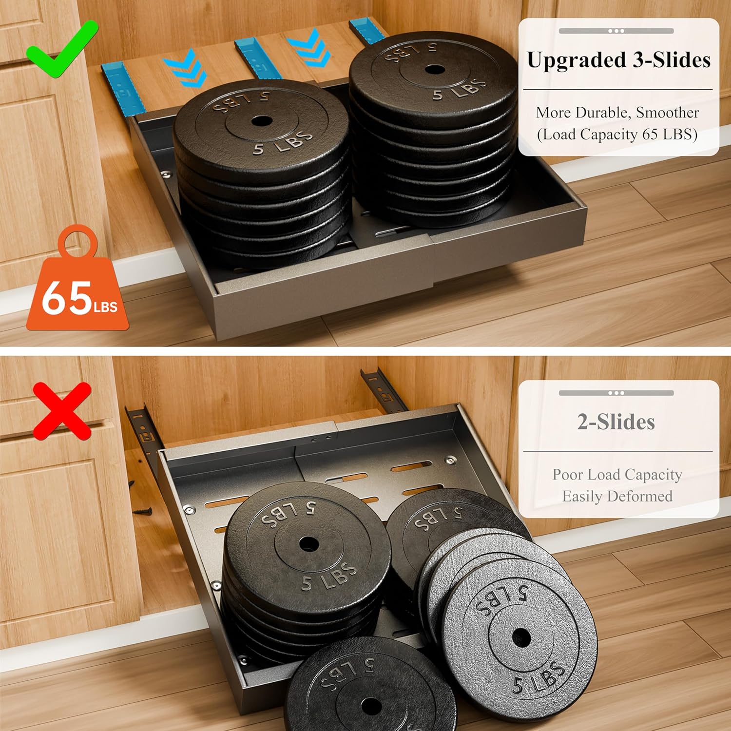CARLA HOME 2 Pack Expandable Pull Out Cabinet Organizer with Adjustable Shelves, 52 x 8 x 42 cm - SuperSaverAU - view 6